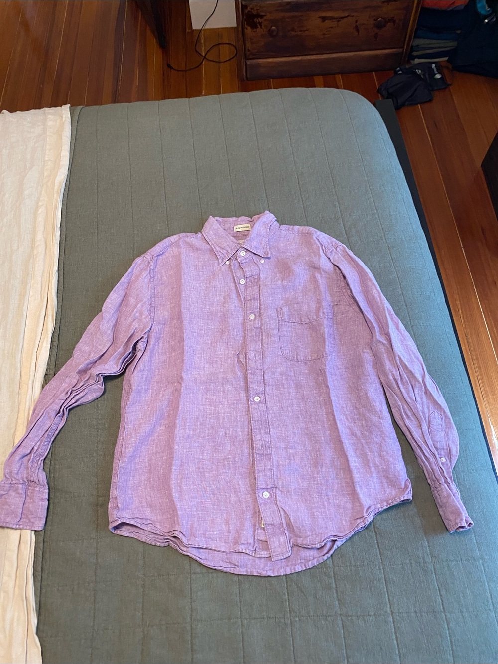 J. Crew Lavender Purple Button-Down Linen Shirt - Men's Medium